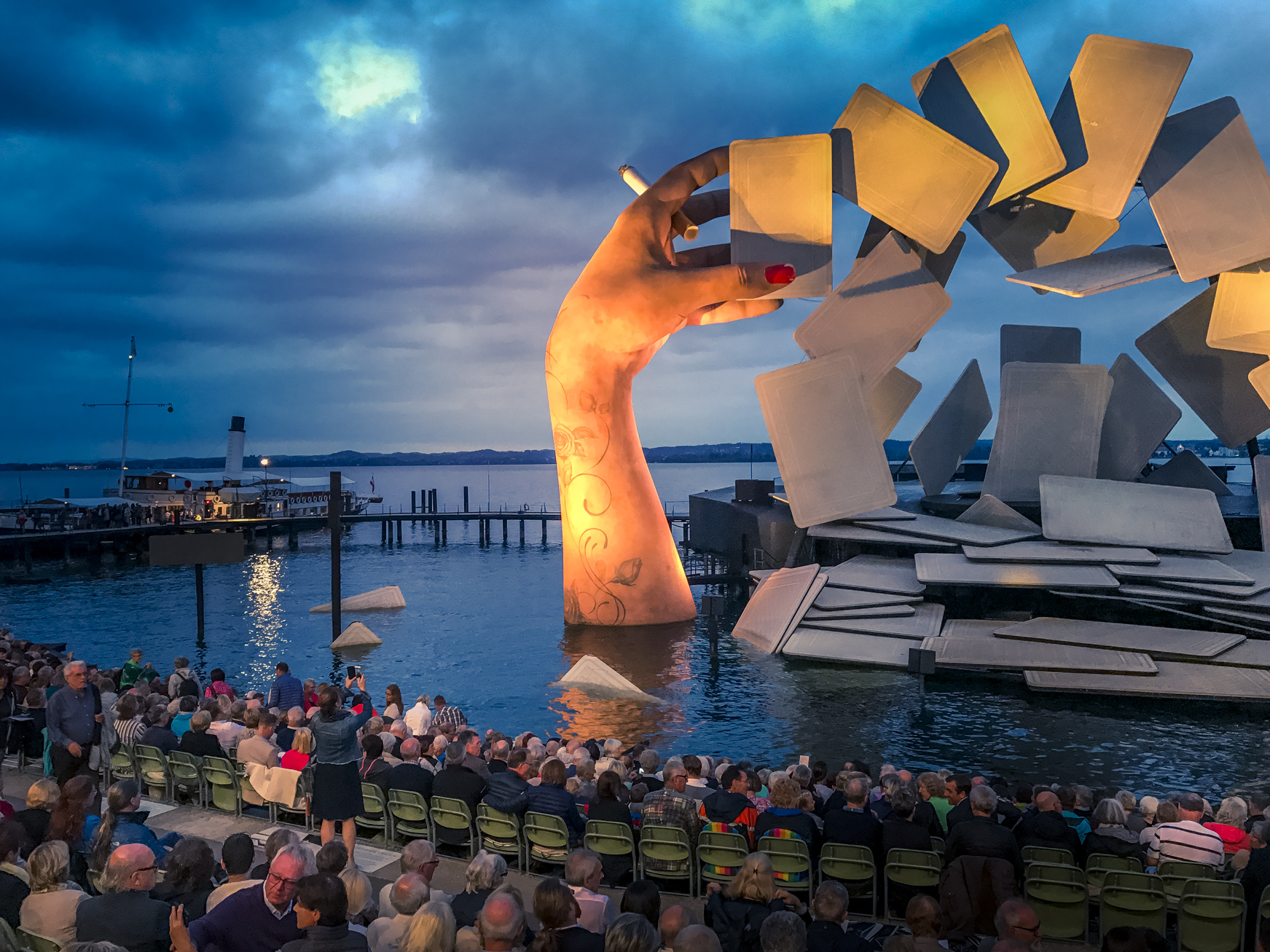 festival stage sunset